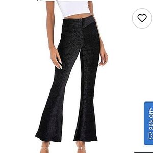 Free People "So Charming" Slim Pull On Velvet Flare Pant In Black-Size Small